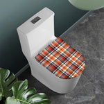 Orange And Black Madras Plaid Print Toilet Lid Cover