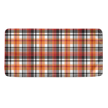 Orange And Black Madras Plaid Print Towel
