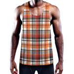 Orange And Black Madras Plaid Print Training Tank Top