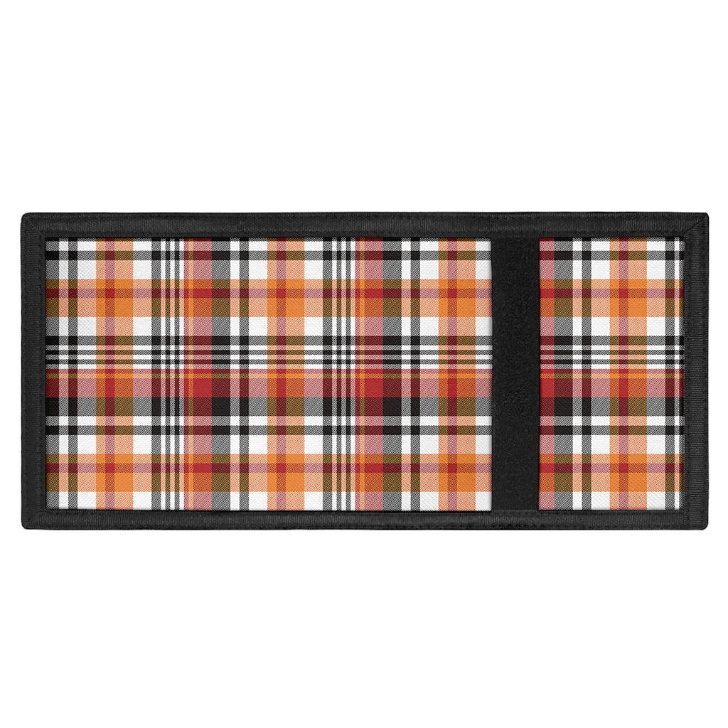 Orange And Black Madras Plaid Print Trifold Wallet