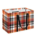 Orange And Black Madras Plaid Print Utility Tote Bag