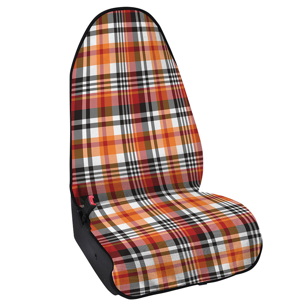 Orange And Black Madras Plaid Print Waterproof Car Seat Cover