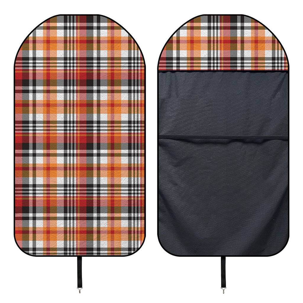 Orange And Black Madras Plaid Print Waterproof Car Seat Cover
