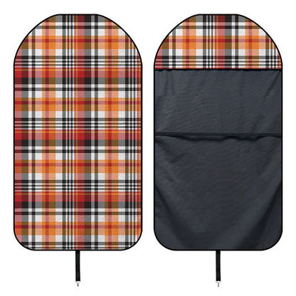 Orange And Black Madras Plaid Print Waterproof Car Seat Cover