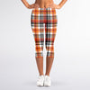 Orange And Black Madras Plaid Print Women's Capri Leggings