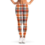 Orange And Black Madras Plaid Print Women's Leggings