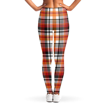 Orange And Black Madras Plaid Print Women's Leggings