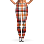 Orange And Black Madras Plaid Print Women's Leggings