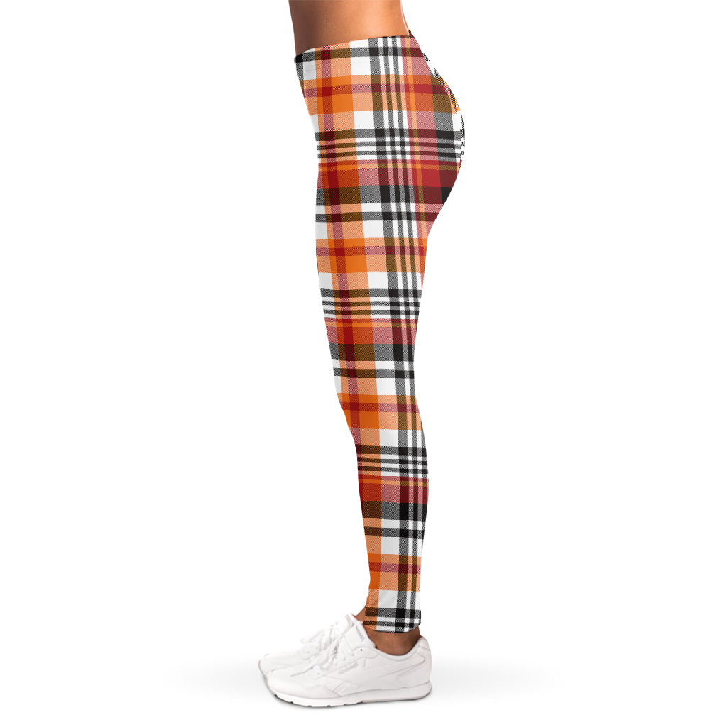 Orange And Black Madras Plaid Print Women's Leggings