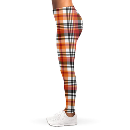 Orange And Black Madras Plaid Print Women's Leggings