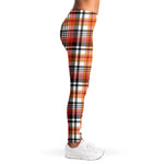 Orange And Black Madras Plaid Print Women's Leggings