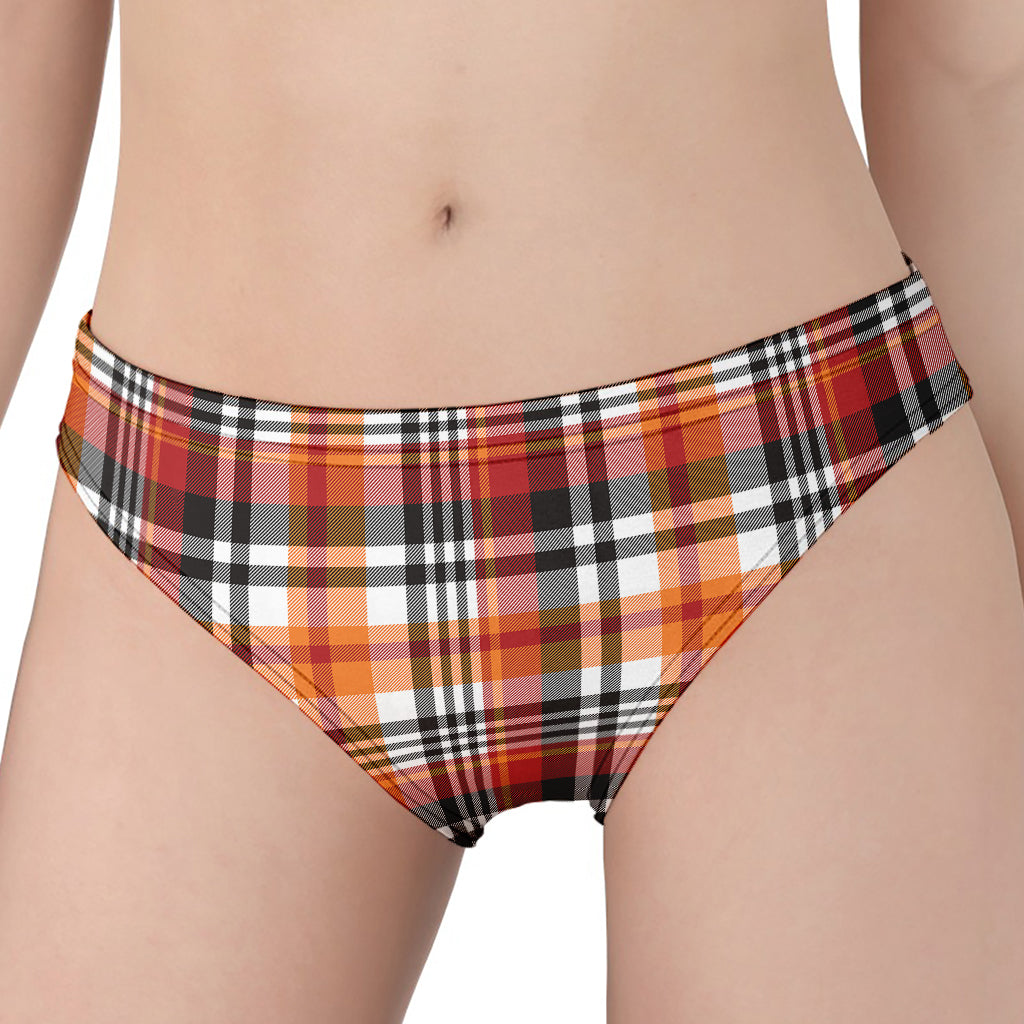 Orange And Black Madras Plaid Print Women's Panties