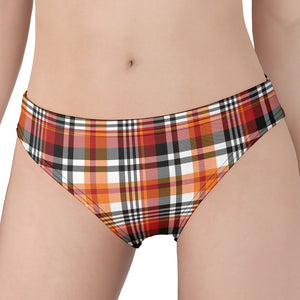 Orange And Black Madras Plaid Print Women's Panties