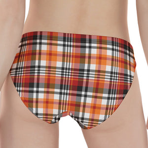 Orange And Black Madras Plaid Print Women's Panties