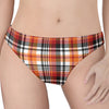 Orange And Black Madras Plaid Print Women's Thong