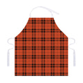 Orange And Black Tartan Pattern Print Adjustable Apron