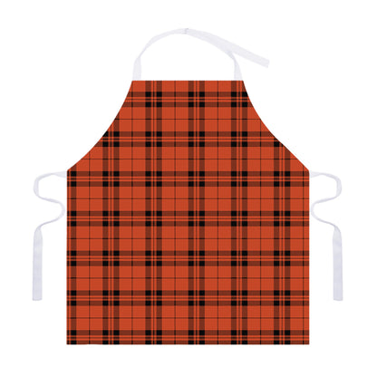 Orange And Black Tartan Pattern Print Adjustable Apron
