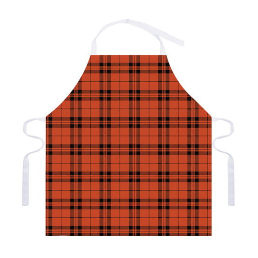Orange And Black Tartan Pattern Print Adjustable Apron