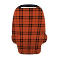 Orange And Black Tartan Pattern Print Baby Seat Cover