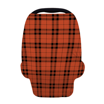 Orange And Black Tartan Pattern Print Baby Seat Cover