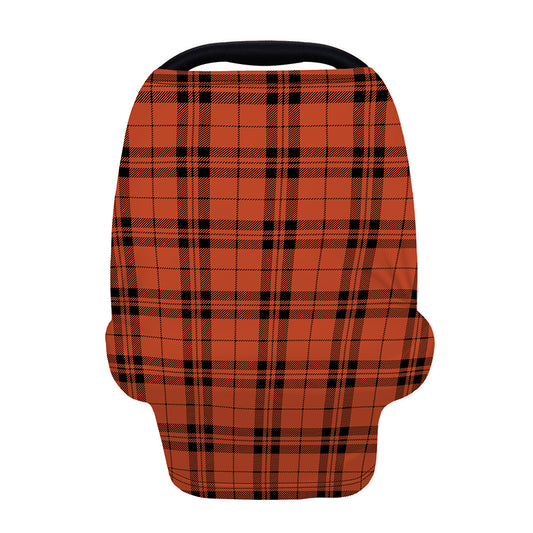 Orange And Black Tartan Pattern Print Baby Seat Cover