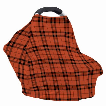 Orange And Black Tartan Pattern Print Baby Seat Cover