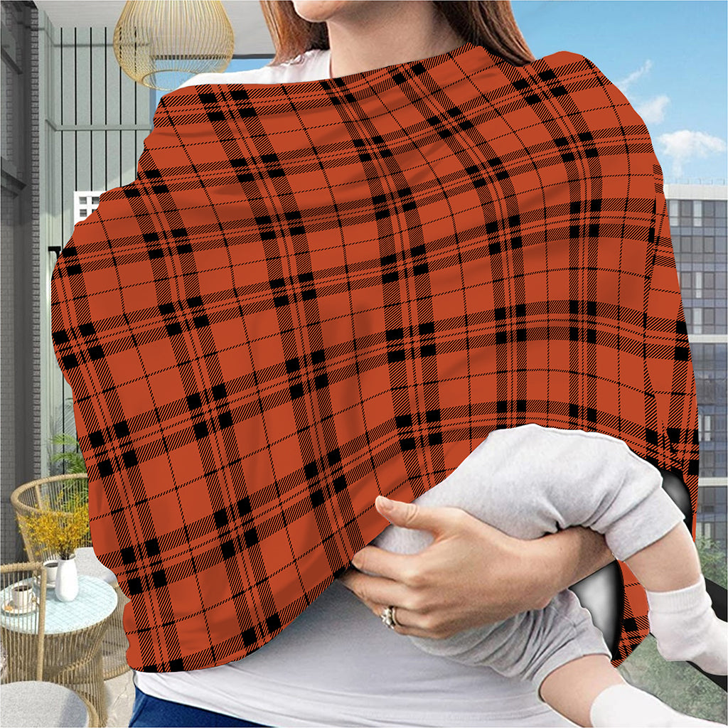 Orange And Black Tartan Pattern Print Baby Seat Cover