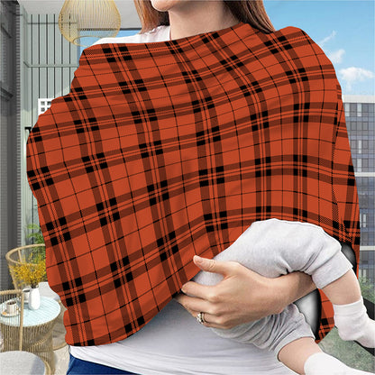 Orange And Black Tartan Pattern Print Baby Seat Cover