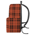 Orange And Black Tartan Pattern Print Backpack