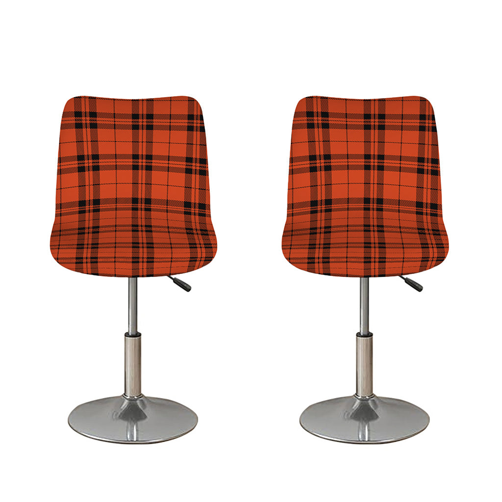 Orange And Black Tartan Pattern Print Bar Stool Covers