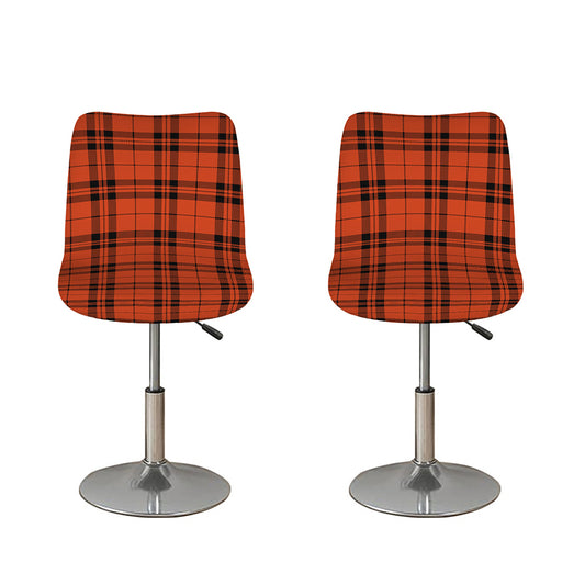 Orange And Black Tartan Pattern Print Bar Stool Covers