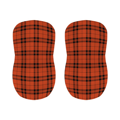 Orange And Black Tartan Pattern Print Bar Stool Covers