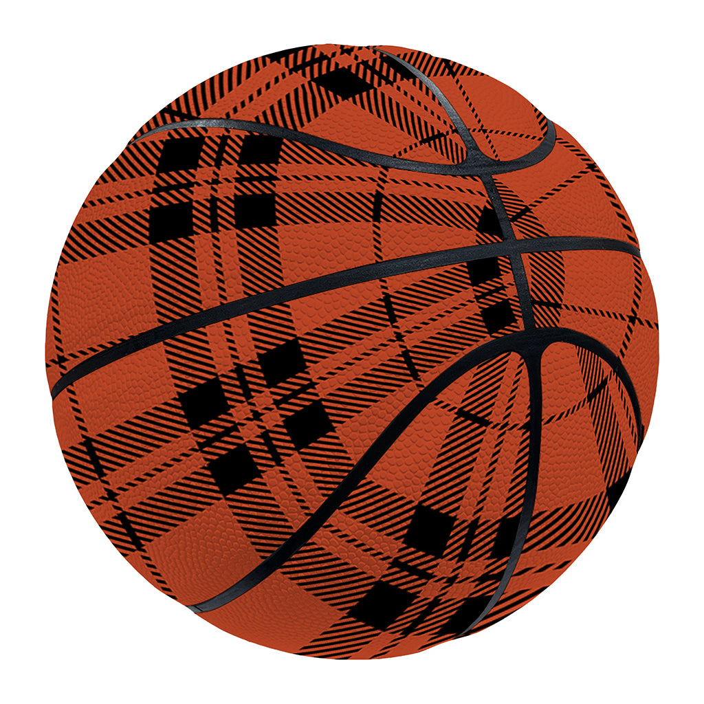 Orange And Black Tartan Pattern Print Basketball