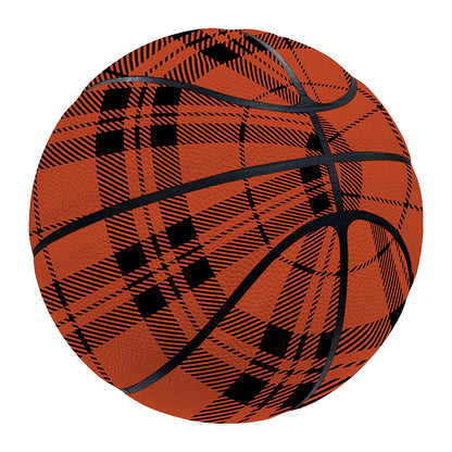 Orange And Black Tartan Pattern Print Basketball