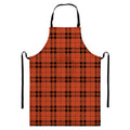 Orange And Black Tartan Pattern Print Bib Apron With Pocket