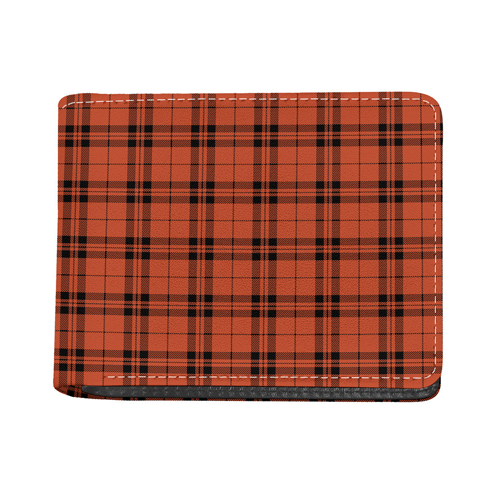 Orange And Black Tartan Pattern Print Bifold Wallet