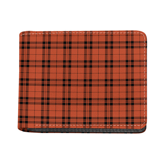 Orange And Black Tartan Pattern Print Bifold Wallet