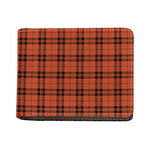 Orange And Black Tartan Pattern Print Bifold Wallet