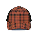 Orange And Black Tartan Pattern Print Black Mesh Trucker Hat