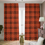 Orange And Black Tartan Pattern Print Blackout Pencil Pleat Curtains
