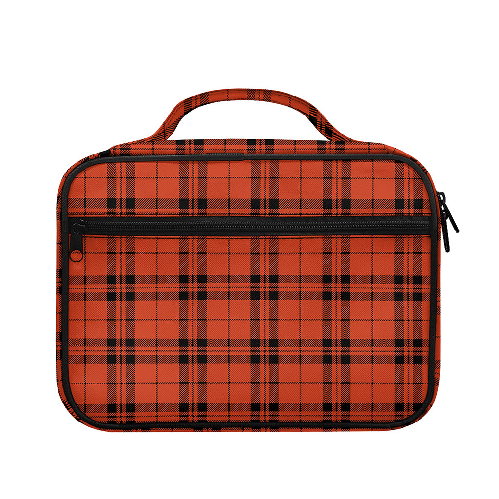 Orange And Black Tartan Pattern Print Briefcase Bible Bag