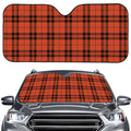 Orange And Black Tartan Pattern Print Car Windshield Sun Shade
