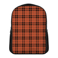 Orange And Black Tartan Pattern Print Casual Backpack