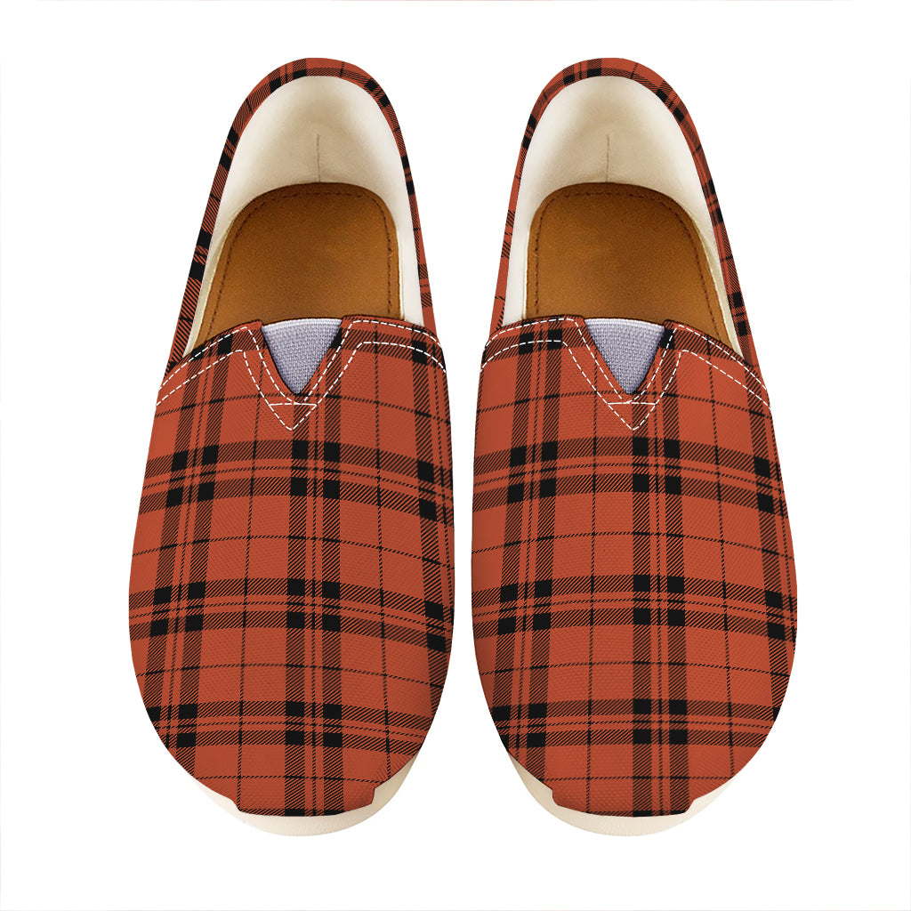 Orange And Black Tartan Pattern Print Casual Shoes