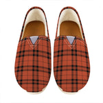Orange And Black Tartan Pattern Print Casual Shoes
