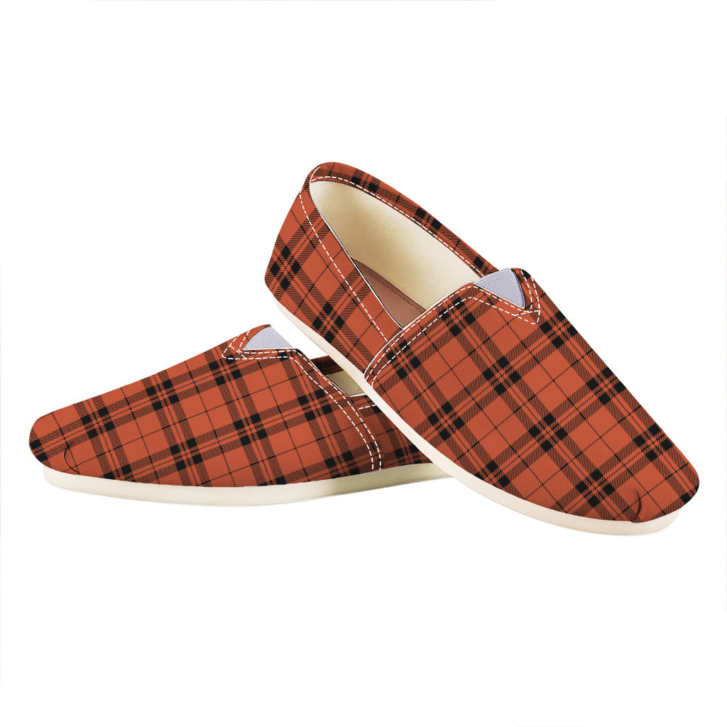 Orange And Black Tartan Pattern Print Casual Shoes