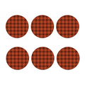 Orange And Black Tartan Pattern Print Coaster Set