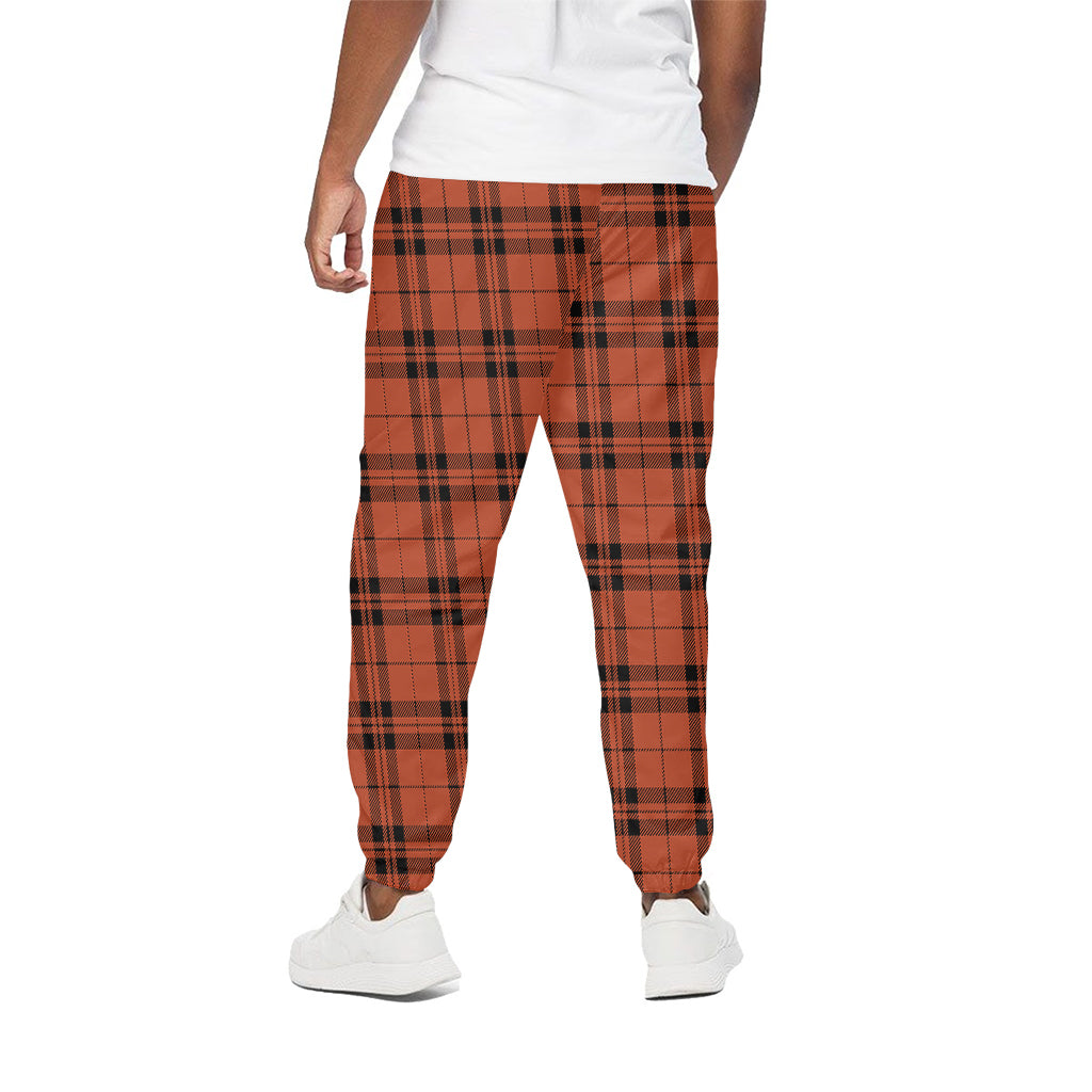 Orange And Black Tartan Pattern Print Cotton Pants