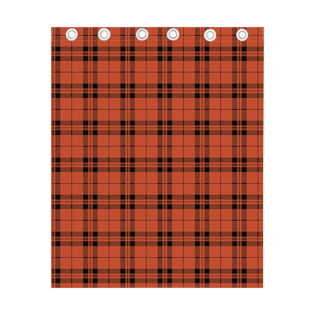 Orange And Black Tartan Pattern Print Curtain