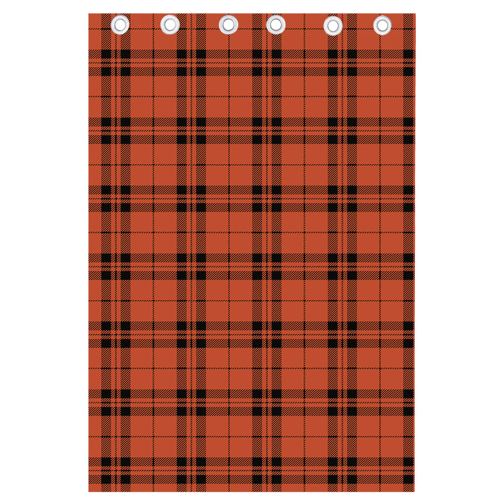 Orange And Black Tartan Pattern Print Curtain